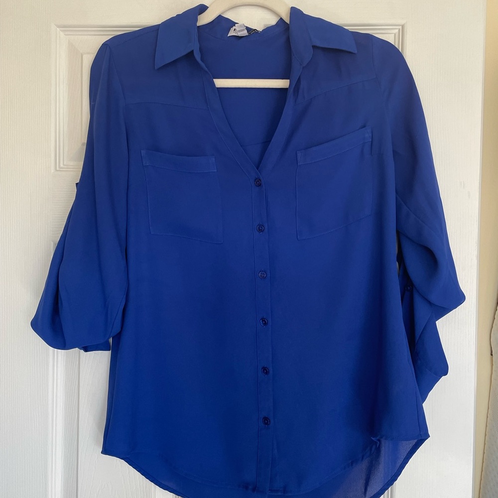 Express Womens Royal blue Portofino blouse size small - Picture 2 of 4